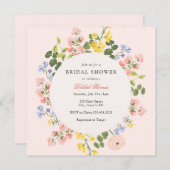 Elegante Pastel Bloemen Bruids Douche Uitnodiging (Voorkant / Achterkant)