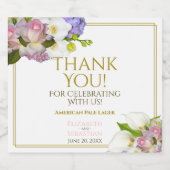 Elegante pastel bloemen bruiloft dank u bier etiket (Enkel label)
