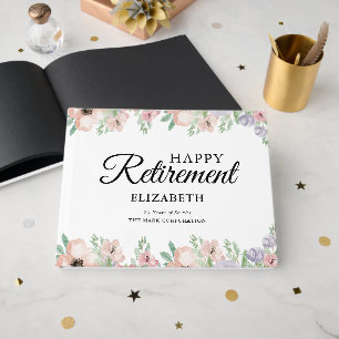 Elegante pastel Bloemen Pensioen Party Gastboek Gastenboek