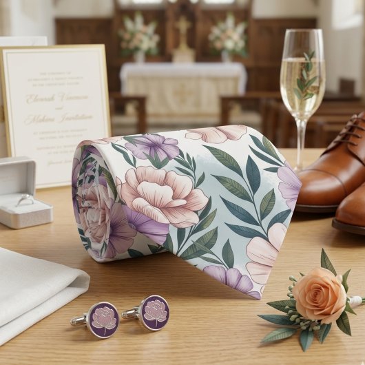 Elegante Pastel Bloemen Stropdas