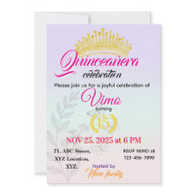 Elegante Pastel Bloemige Quinceañera Uitnodiging