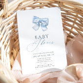 Elegante Pastel Blue Coquette Bow Baby shower Kaart