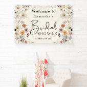 Elegante Pastel Boho Wilde Bloem Moderne Bruidsdou Spandoek (Insitu)