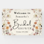 Elegante Pastel Boho Wilde Bloem Moderne Bruidssho Spandoek (Horizontaal)