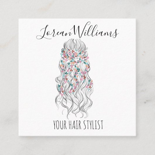Elegante pastel bruid golvend haar styling bloemig afsprakenkaartje (Voorkant)