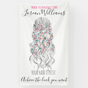 Elegante pastel bruid golvend haar styling bloemig spandoek