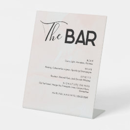 Elegante Pastel Bruiloft Drinken Bar Menu Reclamebord Met Voetstuk