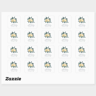 Elegante pastel citroenen baby shower gunst vierkante sticker