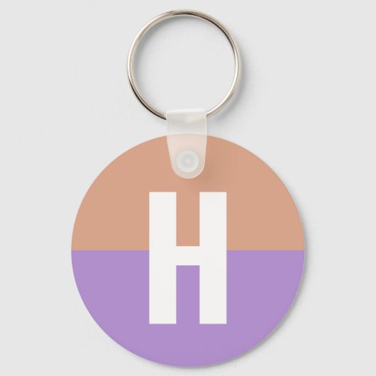 Elegante pastel Colorblock Monogram Initiaal Lette Sleutelhanger (Voorkant)