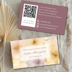 Elegante Pastel Goud Bloemen Ontwerper Visitekaartje