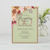 Elegante pastel herfstbloem 60e verjaardagsfeest kaart (Staand voorkant)