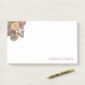 Elegante Pastel Kleuren Waterverf Rozen Sjabloon Post-it® Notes (Op bureau)