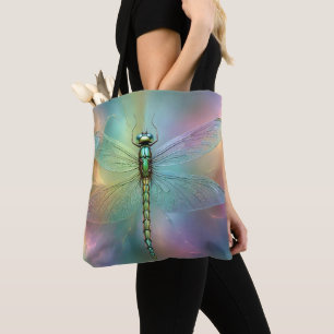 Elegante Pastel Libelle Fractale Kunst, Draagtas