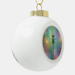 Elegante Pastel Libelle Fractale Kunst, Keramische Bal Ornament