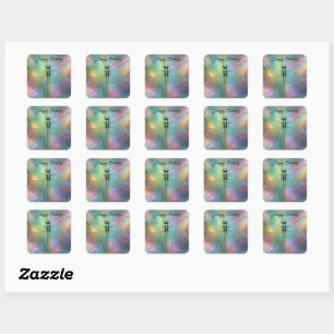Elegante Pastel Libelle Fractale Kunst, Vierkante Sticker