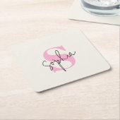 Elegante Pastel Monogram Koker voor Onderzetters (Schuin)