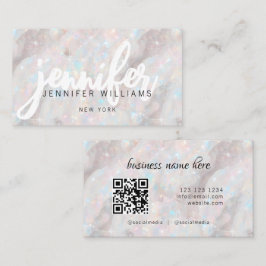 Elegante Pastel Opal Steen Custom QR Code Uniek Visitekaartje
