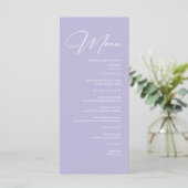 Elegante pastel Paarse lavendel bruiloft Menu (Staand voorkant)