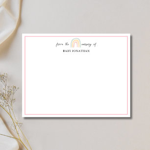 Elegante Pastel Regenboog Baby Roze Rand Notitieka Kaart