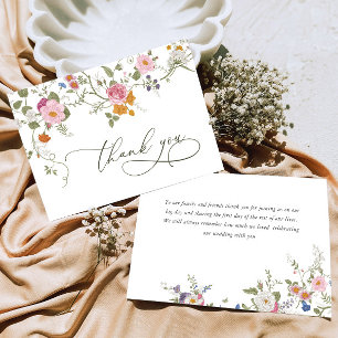Elegante Pastel Roze Bohemian Field Wildflower Bedankkaart