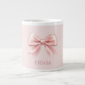 Elegante Pastel Roze Boog & Naam Gepersonaliseerd Extra Grote Beker (Voorkant)
