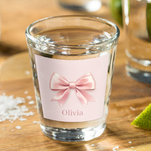 Elegante Pastel Roze Boog & Naam Gepersonaliseerd Shot Glas