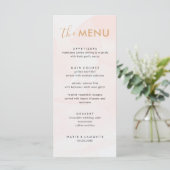 Elegante pastel roze bruiloft menu (Staand voorkant)