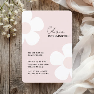 Elegante Pastel Roze Daisy Lente Verjaardag Kaart