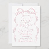 Elegante pastel roze hand getekend boog zoet zesti kaart (Voorkant)