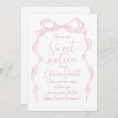 Elegante pastel roze hand getekend boog zoet zesti kaart (Voorkant / Achterkant)