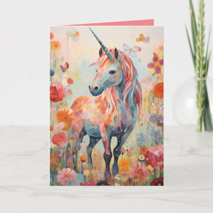 Elegante Pastel Roze Magische Eenhoorn Vouwkaart Kaart