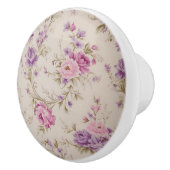 Elegante pastel roze & Paarse tuin bloeit Keramische Knop (Rechts)