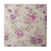 Elegante pastel roze & Paarse tuin bloeit Tegeltje (Voorkant)
