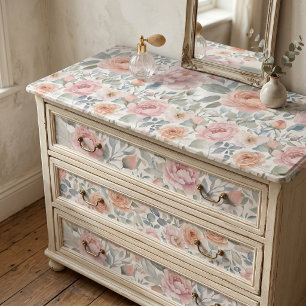 Elegante Pastel Roze Pioen Watercolor Bloemen Tissuepapier