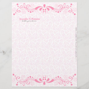 Elegante pastel roze tinten  bloemenkant gepersonaliseerd briefhoofd