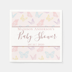 Elegante Pastel Roze Vlinders Meisje Baby shower Servet