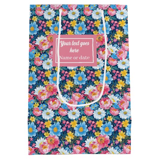 Elegante pastel roze waterverf monogram geschenkta medium cadeauzakje (Achterkant)