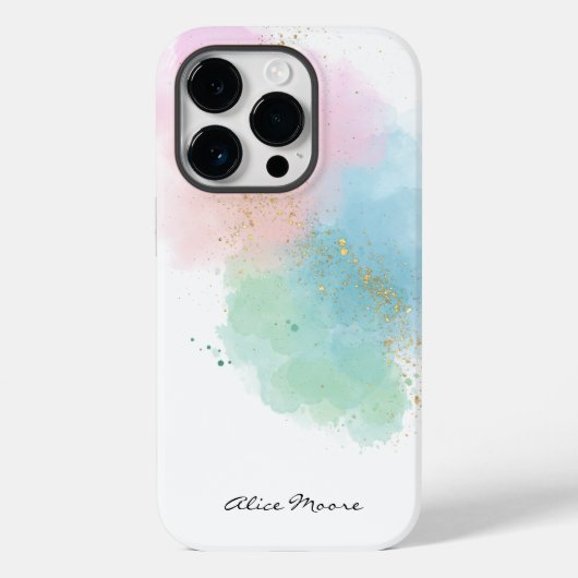 Elegante Pastel & Sparkle Waterverf | Scriptnaam Case-Mate iPhone Case (Achterkant)