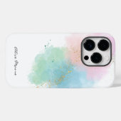 Elegante Pastel & Sparkle Waterverf | Scriptnaam Case-Mate iPhone Case (Achterkant (horizontaal))