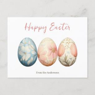 Elegante Pastel Spring Floral Easter Eggs Feestdagenkaart