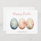 Elegante Pastel Spring Floral Easter Eggs Feestdagenkaart (Voorkant / Achterkant)