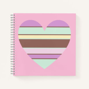 Elegante Pastel Stripes Hart op Lichtroze Notitieboek