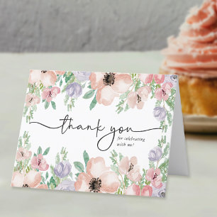 Elegante Pastel Watercolor Bloemige Bedankkaart