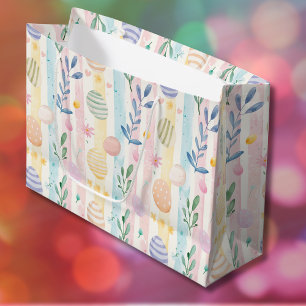 Elegante Pastel Watercolor Paasstrepen Eieren Groot Cadeauzakje