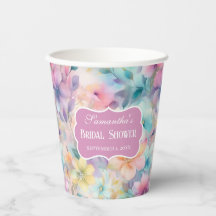 Elegante Pastel Waterverf Bloemen Bruidsdouche