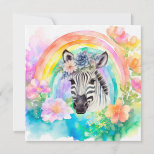 Elegante pastel Waterverf Bloemen Zebra Bedankkaart