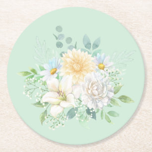 Elegante pastel Waterverf bloementuin Ronde Kartonnen Onderzetter