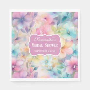 Elegante Pastel Waterverf Bloemmotieven Bruidsdouc Servet