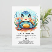 Elegante Pastel Whimsy Turtle Boy Verjaardag Kaart (Staand voorkant)