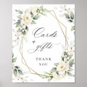 Elegante Pastel White Roses Kaarten en geschenken Poster (Voorkant)